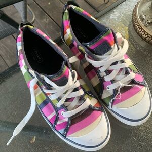 Coach women multi color lace up shoe sz 8